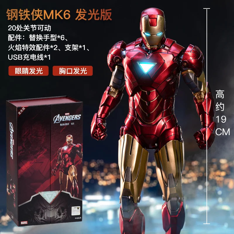 Original Avengers ZD Toy Light version Iron Man Mark3 MK6 Action Figure MK1-7 LED MK85 Suit-up Gantry Adult Collectible toys