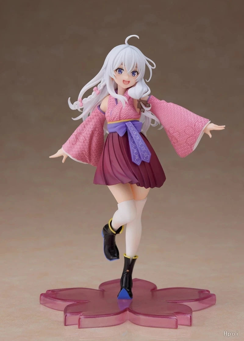 Anime Wandering Witch: The Journey Elaina Different Color Figure Cute Standing On One Foot Kimono Knee Socks Model Toys Gifts