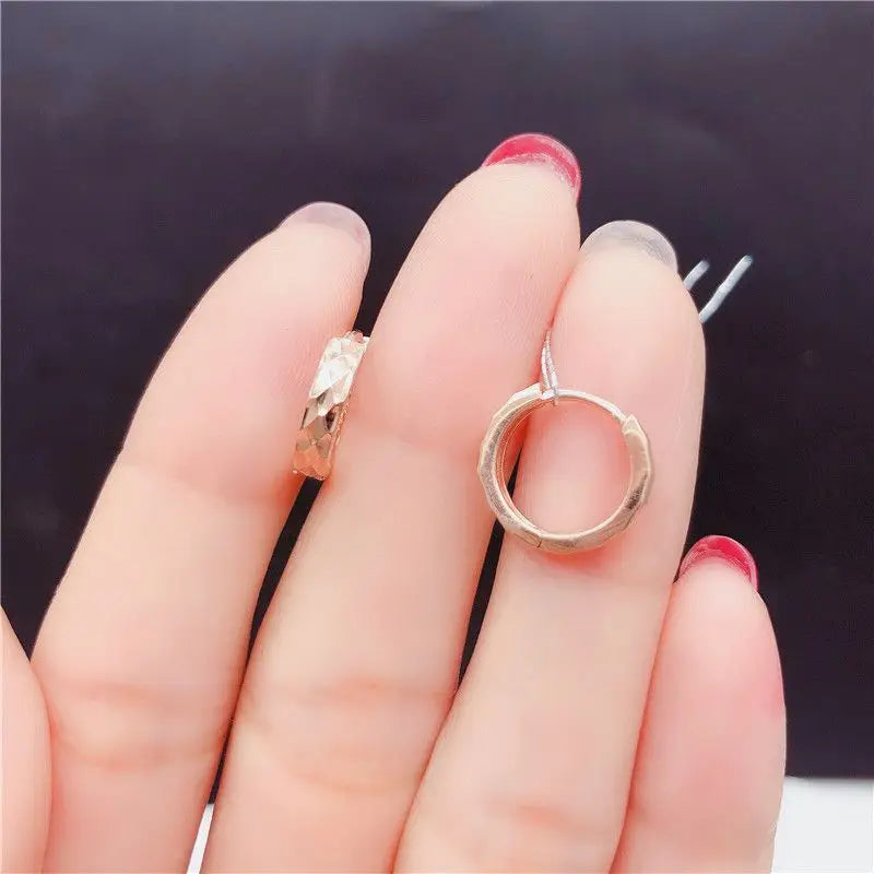 Classic New in Trend 585 Purple Gold Faceted Hoop Earrings for Women Simple Plated 14K Rose Gold Earings Party Jewelry