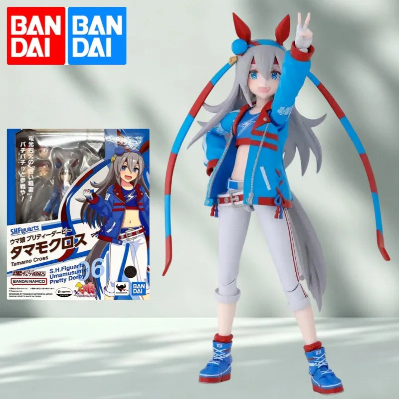 Bandai Original SHF Pretty Derby Oguri Cap Tamamo Cross Umamusume Action Figure Toys for Boys Girls Kids Gift Collectible