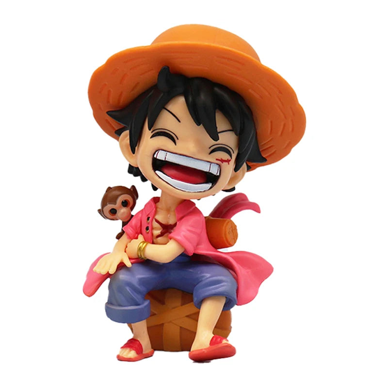 Anime Action Figure Statue: Sitting Luffy, Zoro, Sanji Chibi Style Car Decor Gift for OP Fans