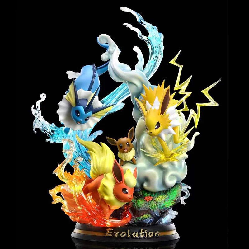 Pokemon Evolution Eevee Anime Figure Charizard Raichu Mewtwo Dragonite Venusaur Gengar Illuminous Figurine PVC Statue Model Toys