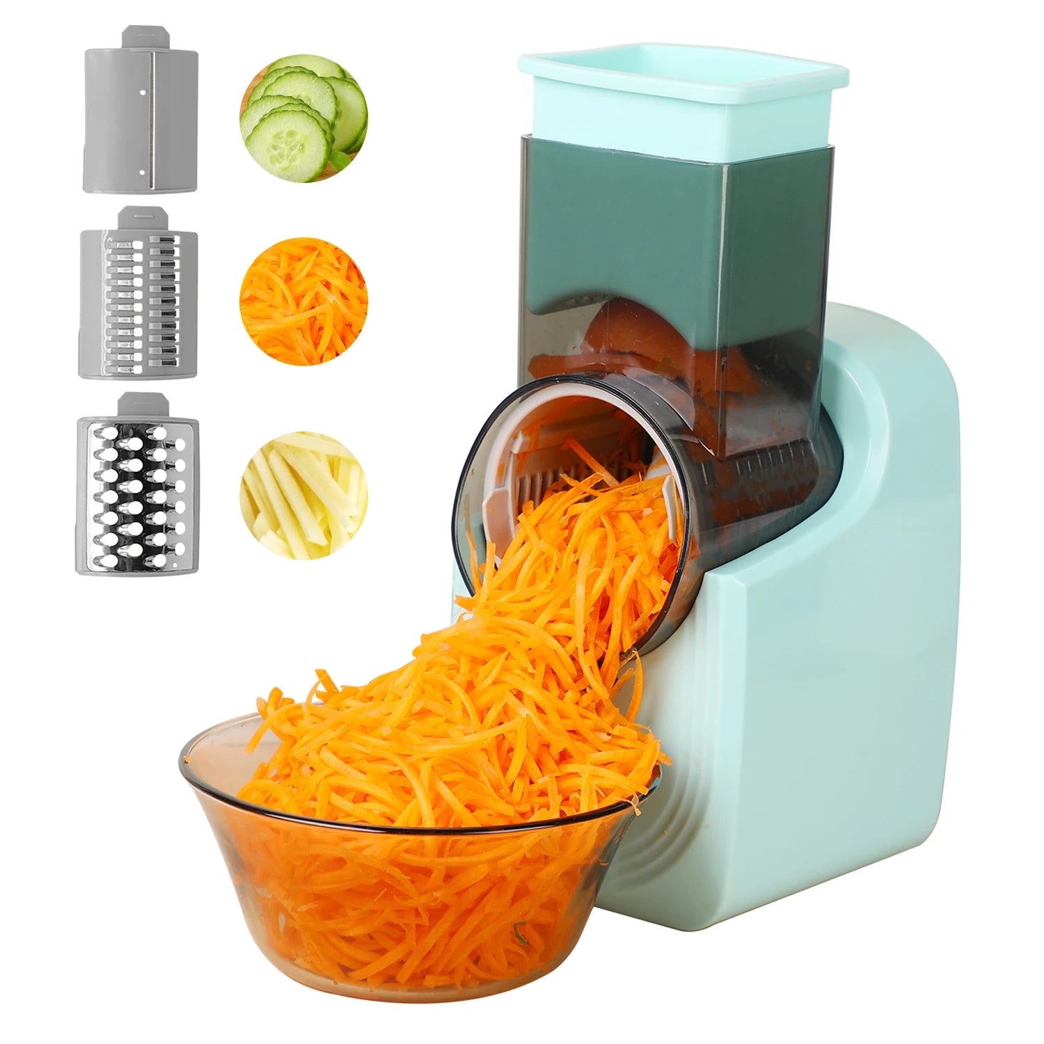 Electric Cheese Grater, Electric Slicer Shredder, Electric Vegetable Slicer Salad Maker, Fruit Cutter, Food Processor Spiralizer