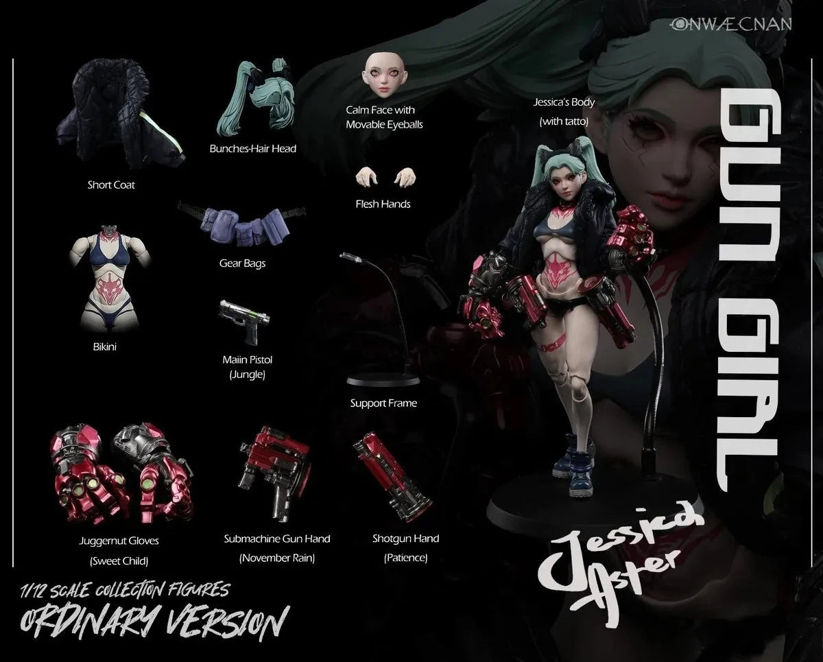 New Genuine Romankey X Cowl Anime Figure Battle Female Soldier Gun Girl Jessica 6'' Full Set Collectible Action Figure Model Toy