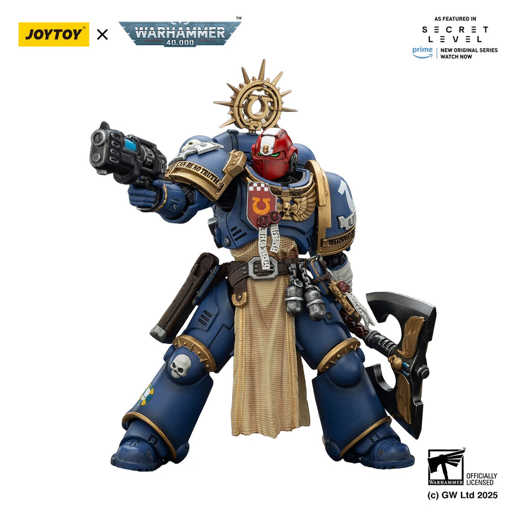 【MT】JOYTOY Warhammer 40K Ultramarines Metaurus with Power Axe Stormshield and Plasma Pistol  1/18 Action Figure Model