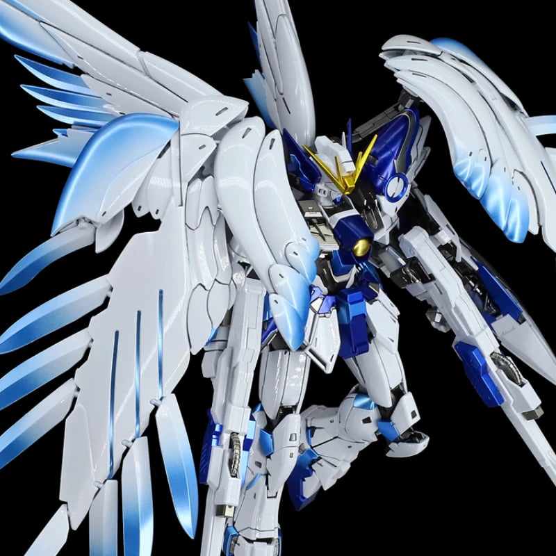 Bandai  MG 1/100 Ice Blue Angel FLYWING ZERO TITANUM FINISH Model Kit Anime Action Fighter Assembly Models Collection Kids Gift