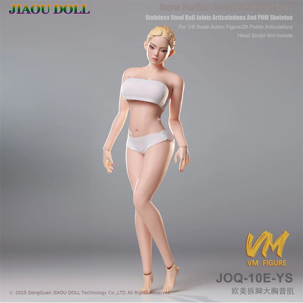 JIAOU DOLL 10E 19B 1/6 Flexible Female Seamless Body Detachable Foot 12"Small Mid Large Breast Action Figure Asian Europen Body
