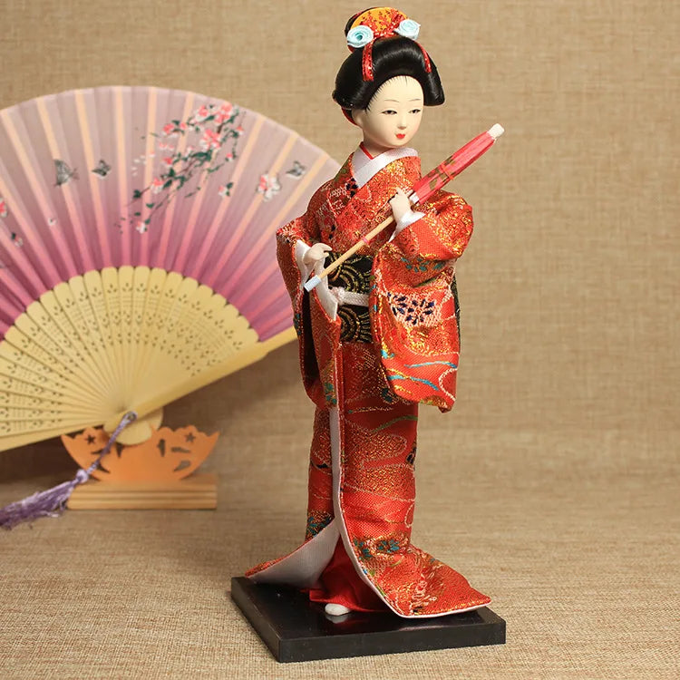 12inch Japanese Geisha Doll Statuette Sitting Figurine Japanese Kimono Kokeshi Kabuki Geisha Handicraft Ornament Birthday Gift
