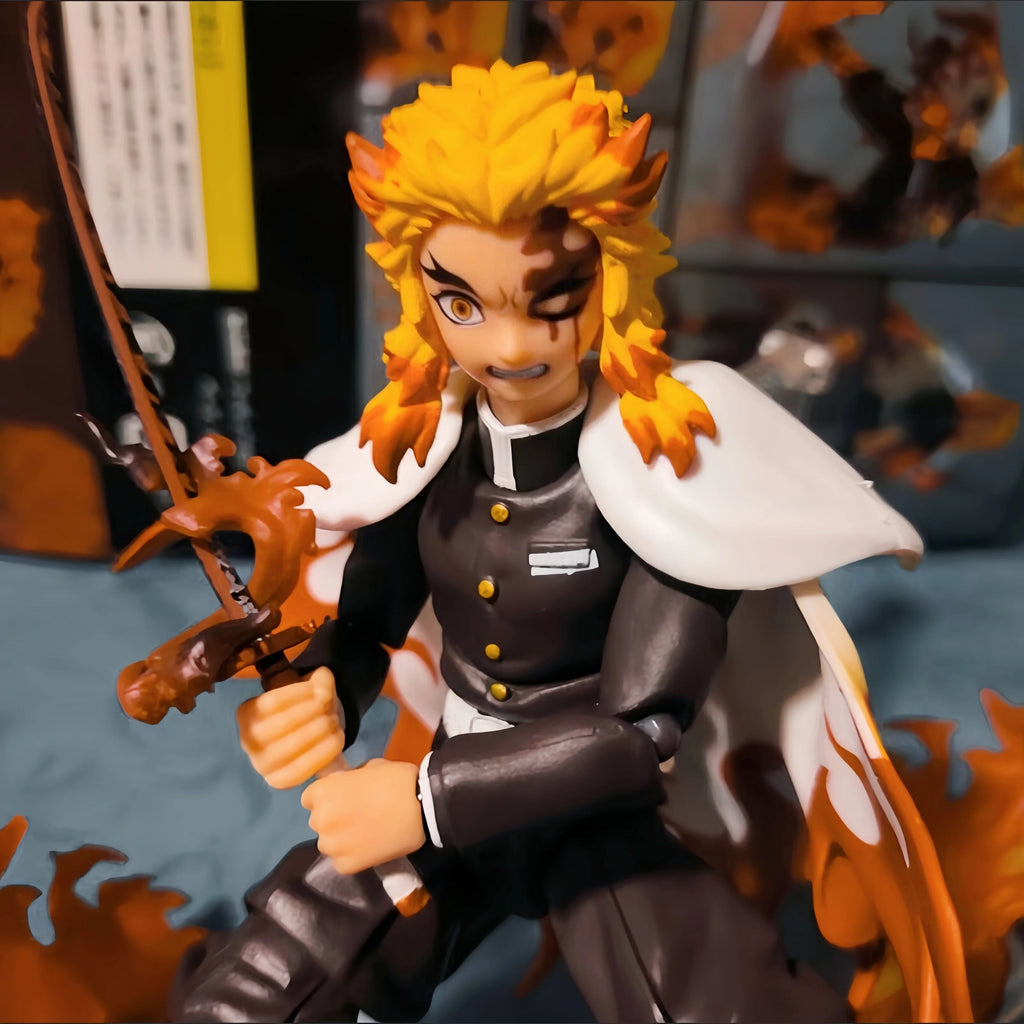 14cm Demon Slayer Rengoku Kyoujurou Figma 553 Joints Movable Anime Action Figure Toys Doll Gift