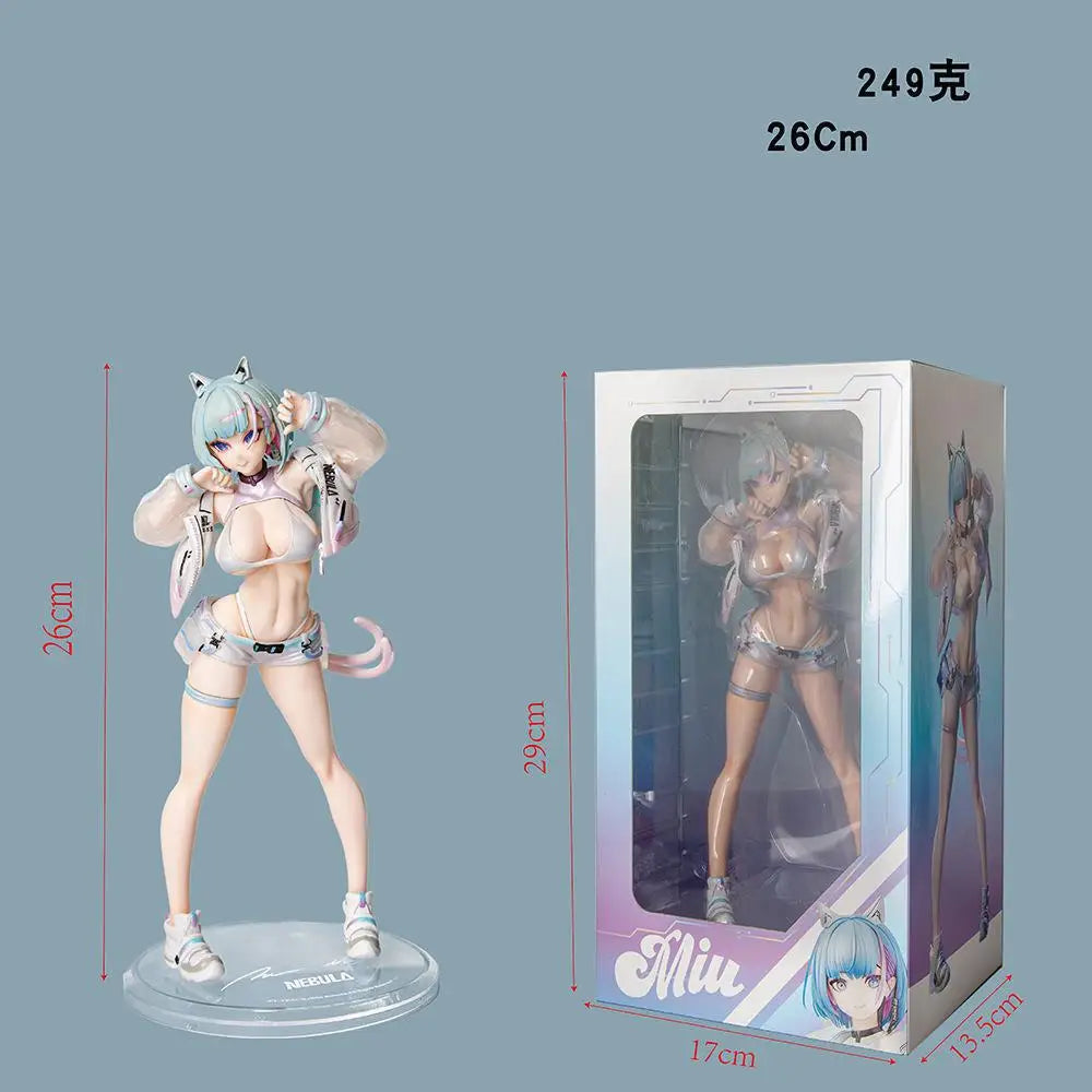 Anime Periphery 26cm Nekomata MIU‌ Figure High Quality Sexy Beautiful Cat Girl Doll Desktop Ornaments Boxed Model Toys Gifts