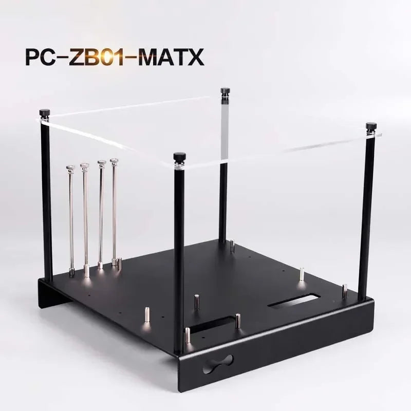 Mini MATX Computergehäuse Aluminiumhalterung PC-ZB01-ITX M-ATX/ATX Vollaluminium-Computergehäuse Offenes kleines Gehäuse Micro ATX HTPC
