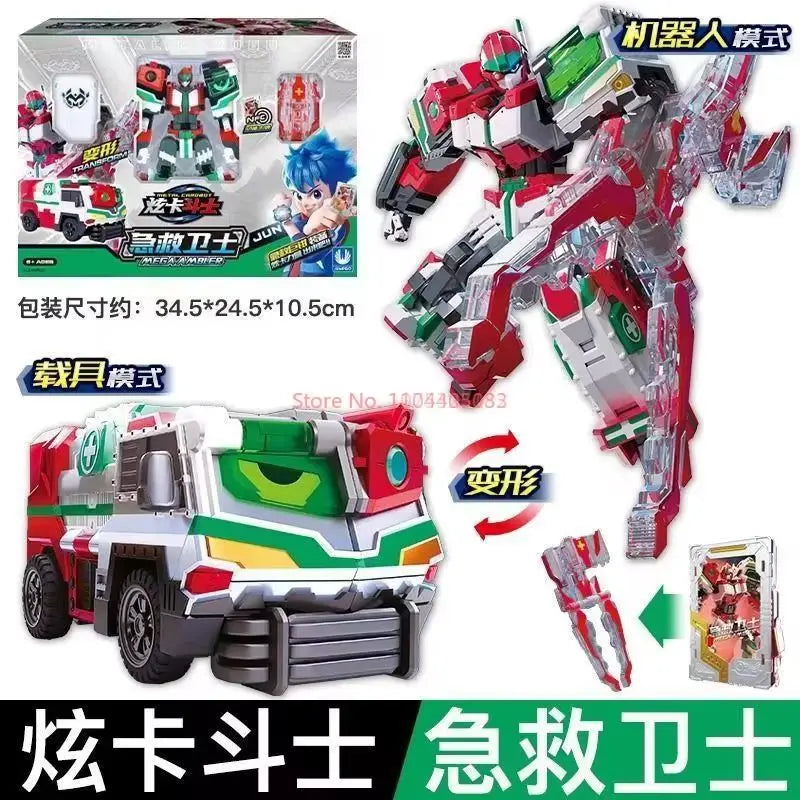 In Stock New Metal Cardbot Transforming Robot To Car Action Figures Blue Cop With Card Transformation Car Birthday Toy Gift