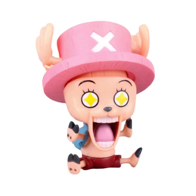 Hot 8-10cm One Piece Anime Figure Confident Smiley Luffy Roronoa Zoro Q-Version Action Figurine PVC Model Kids Toy For Christmas