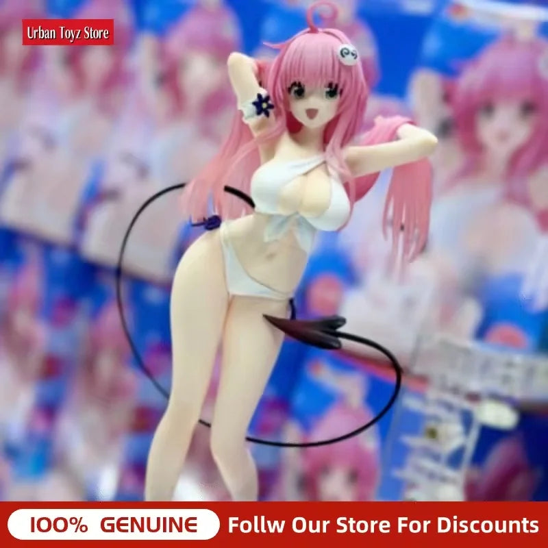 FuRyu To Love-Ru Lala Deviluke Bikini Figure, Authentic 21cm PVC Collectible Model, White Swimsuit Anime Statue Gift For Fans