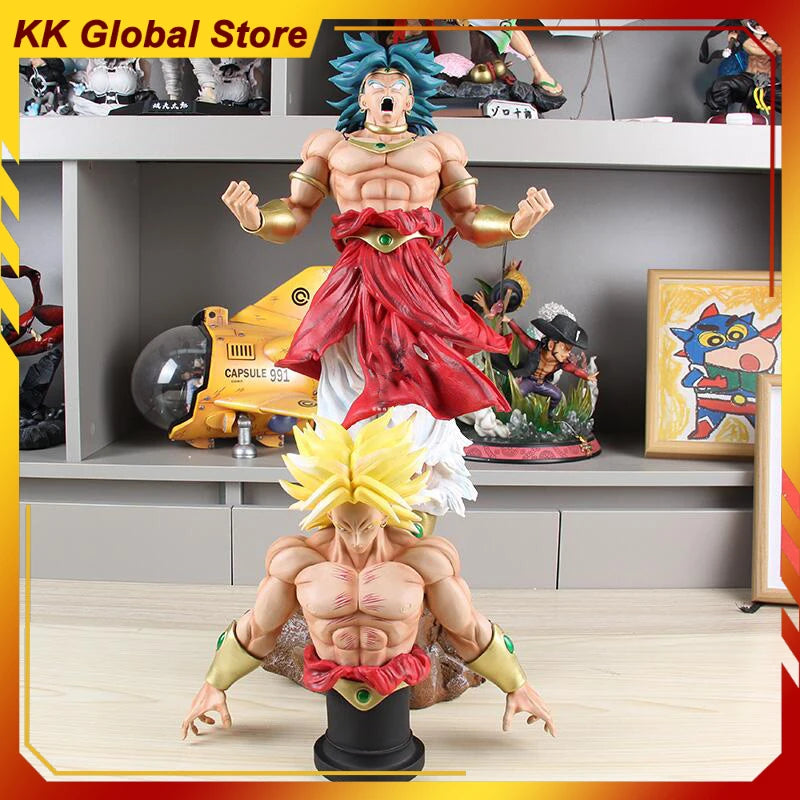 59cm Dragon Ball Anime Figure Broli Double Head Replaceable Peripheral Oversized Statue Action Figure Desktop Display Gift Toys