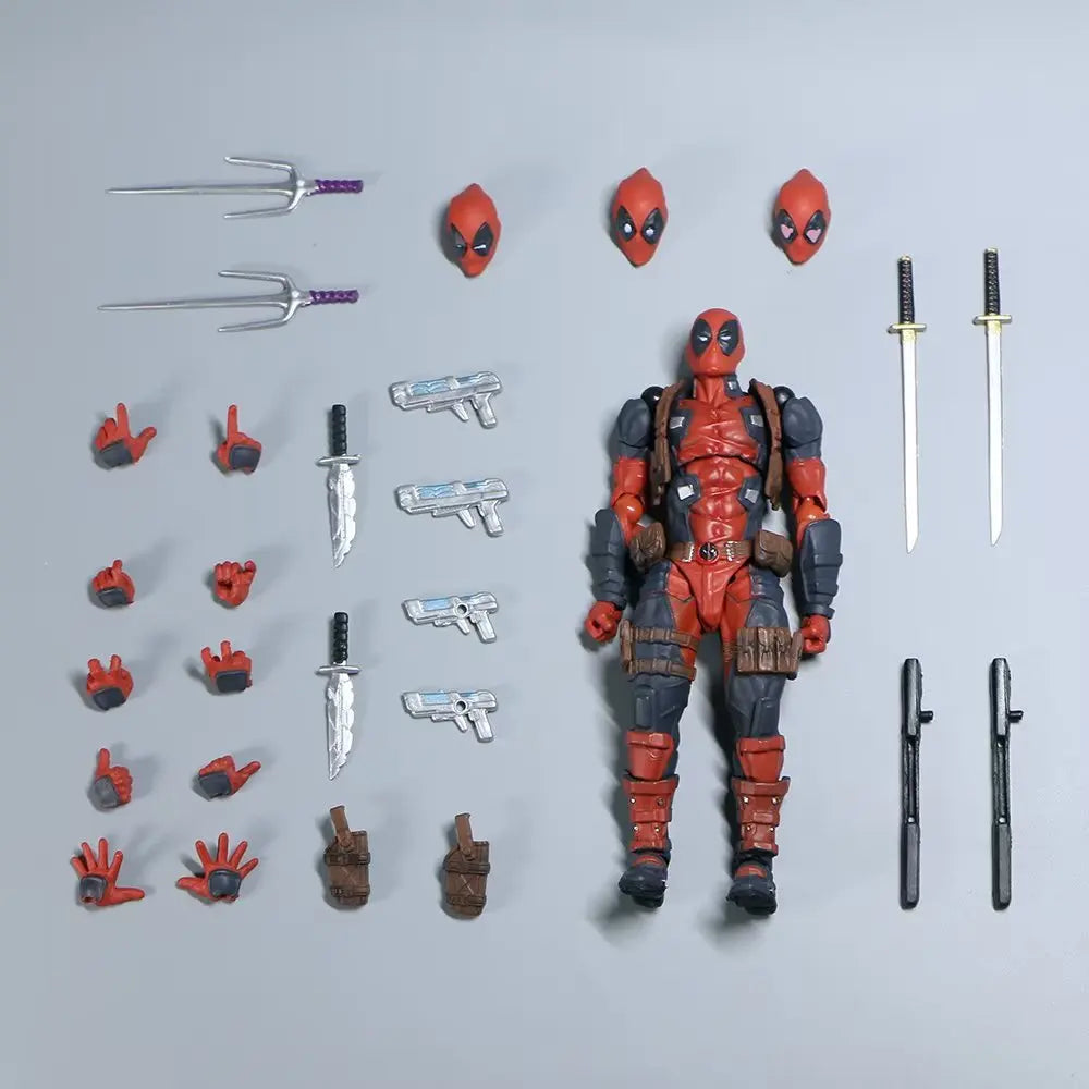 AMAZING YAMAGUCHI Deadpool & Wolverine 2.0 Grey Action Figure Mutants Joint Movable KAIYODO Wade Model Movie Toys for Kids Gift