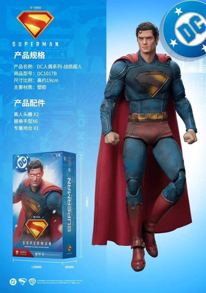 2025 Fondjoy New Superman Battle Damaged Ver Action Figure David Corenswet 1/9 Scale PVC Movable Collectible Model Toy Gift