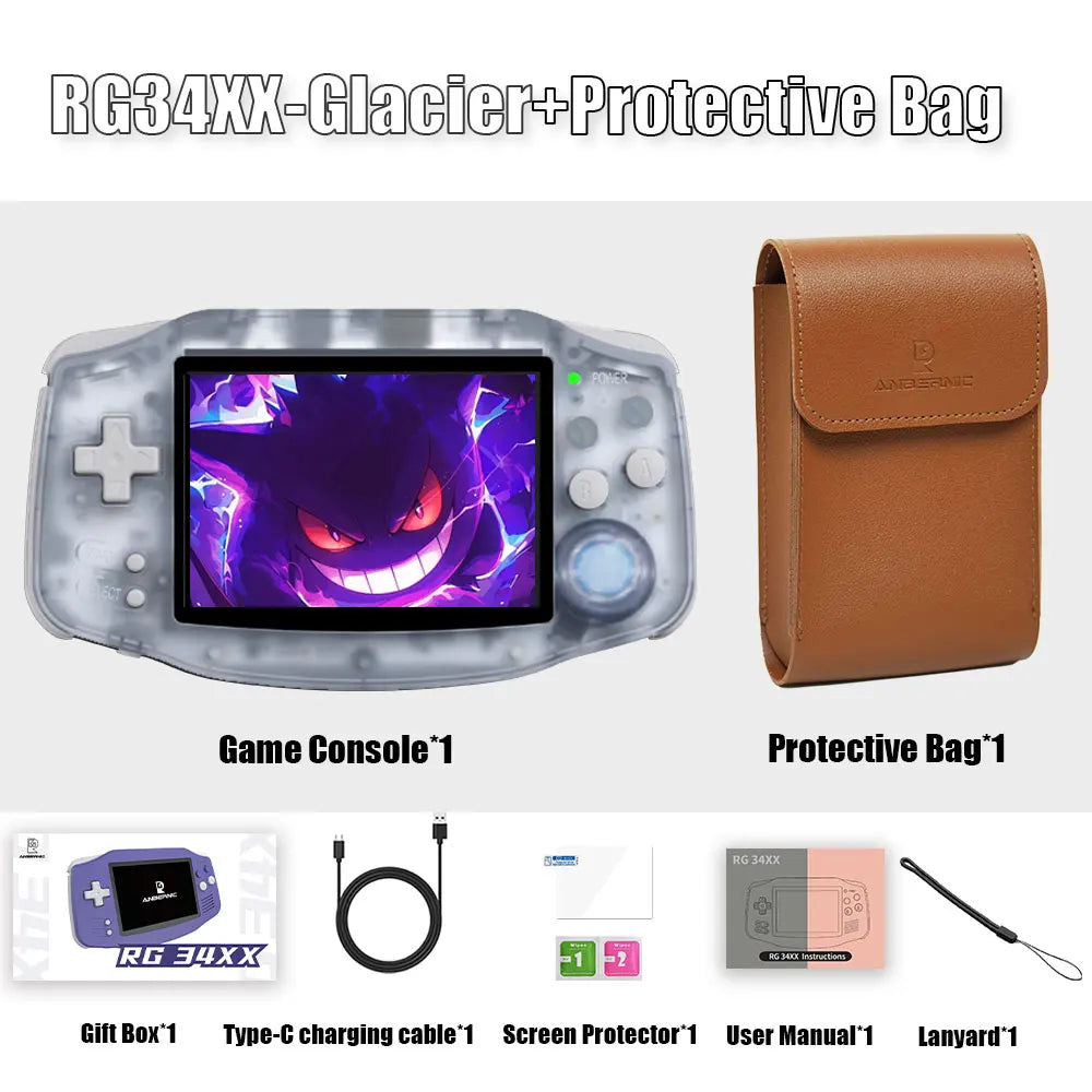 ANBERNIC NEW RG34XX Retro Game Console With 32G TF Card Portable Gaming Console 3.4 Inch IPS Screen 3500mAh Battery HDMI-Out