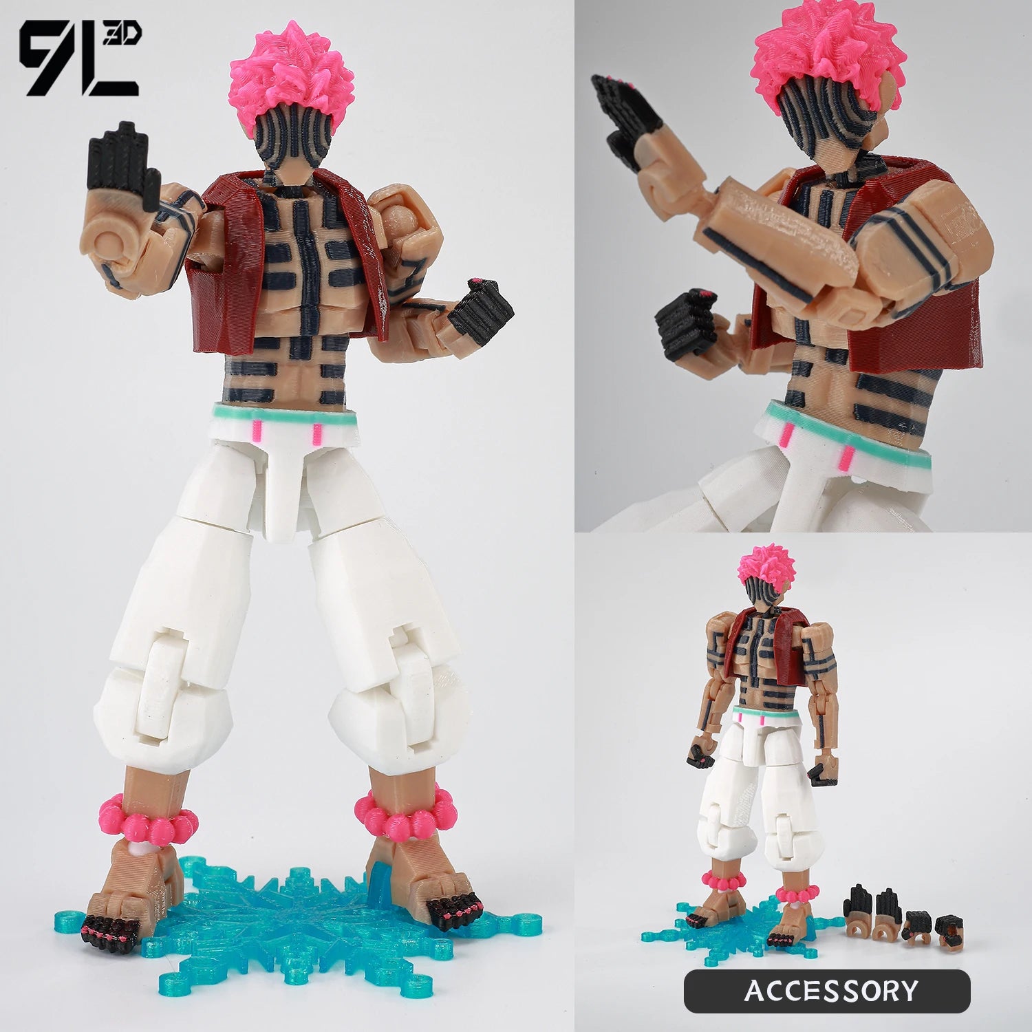 9L3D-gedruckter Dämonentöter AKAZA Tanjiro Kamado Lucky Dummy 13 bewegliche Gestaltwandler-Actionfiguren Schaufensterpuppenspielzeug für Anime-Fans