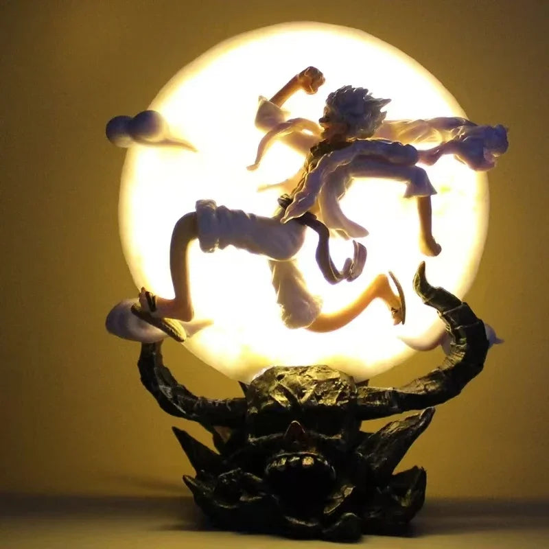 14cm One Piece Anime Figure Nika Monkey D Luffy Gear 5 With Moon Light Action Figure Statue Model Collection Toys Gift Ornaments