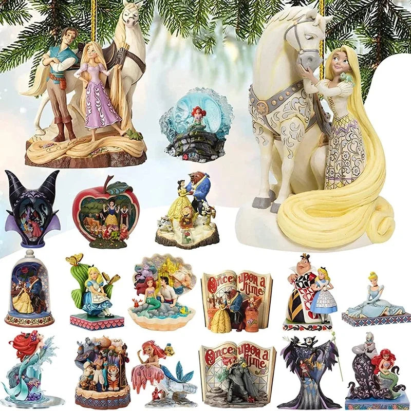 Disney Prinzessin Kawaii Schneewittchen Meerjungfrau Ariel Weihnachtsbaum Dekor Acryl Flugzeug Hängender Anhänger Spielzeug Kinder Überraschungsgeschenke