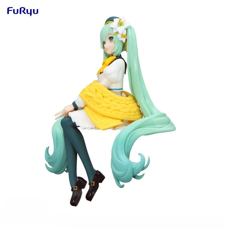 FuRyu Original Genuine Vocaloid Singer Hatsune Miku Flower Fairy Lily White Ver 14cm Noodle Stopper Model Toy Figures Xmas Gift