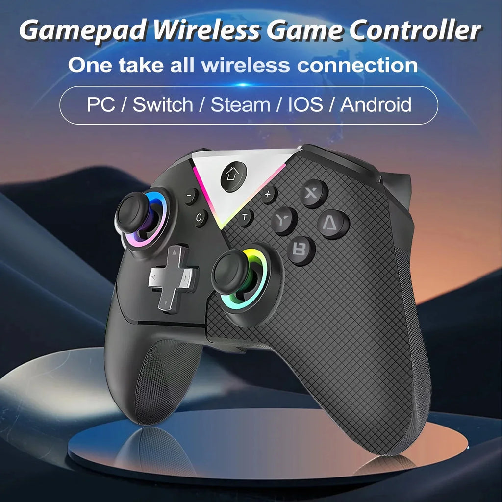 617 Wireless Pc Gaming Controller, With Rgb Led Light Compatible With Pc/Nintendo Switch/Mobile Phone/Android Gamepad Joystick