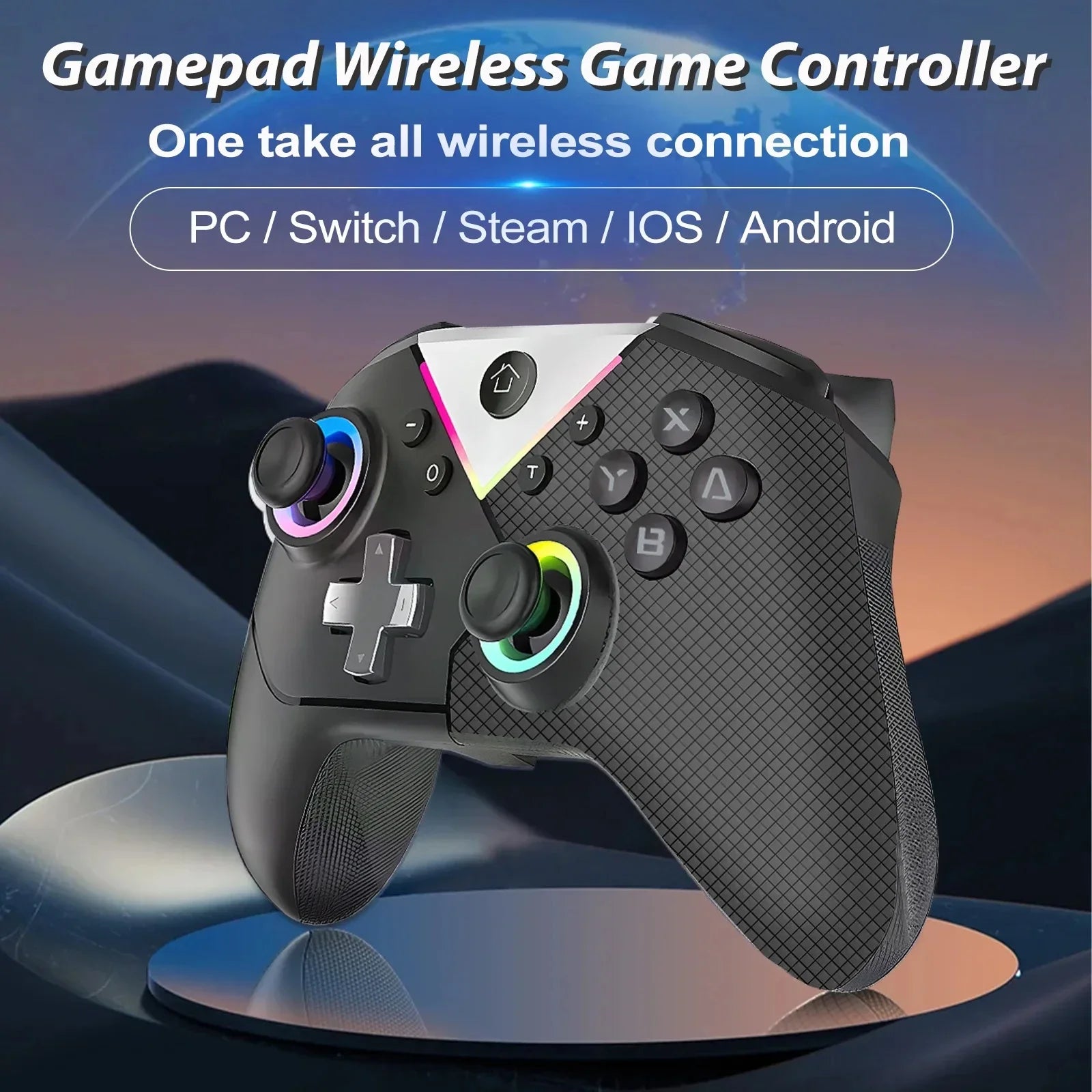 617 Wireless Pc Gaming Controller, With Rgb Led Light Compatible With Pc/Nintendo Switch/Mobile Phone/Android Gamepad Joystick
