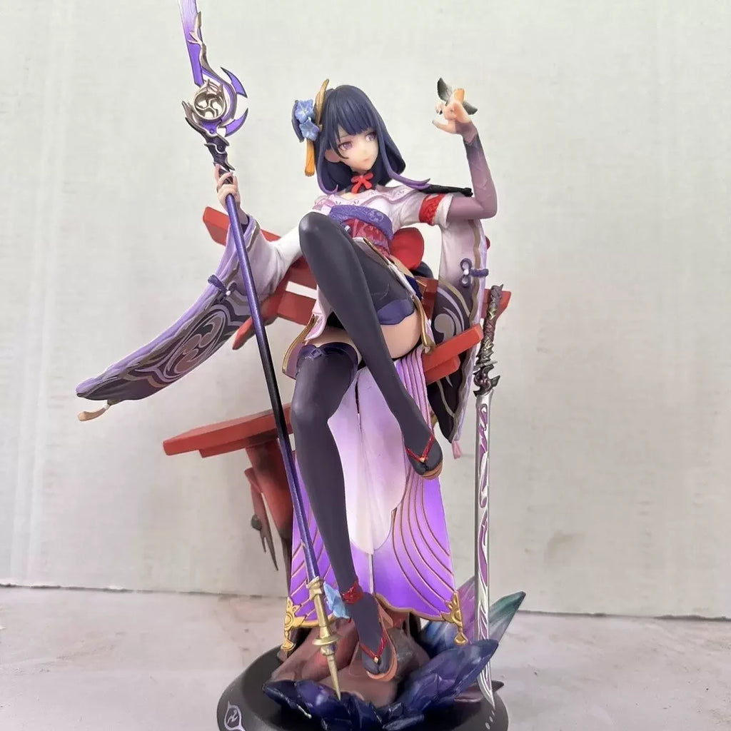 35cm Genshin Impact Figure Raiden Shogun Sitting Position Anime Collectible Model Desktop Decorations Holiday Gifts Kids Toys