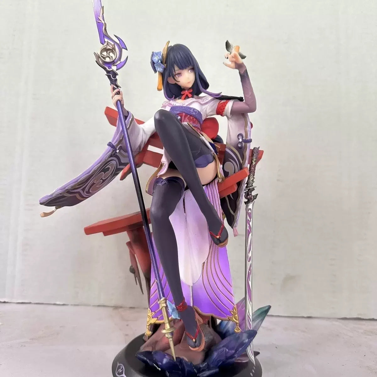 35cm Genshin Impact Figure Raiden Shogun Sitting Position Anime Collectible Model Desktop Decorations Holiday Gifts Kids Toys
