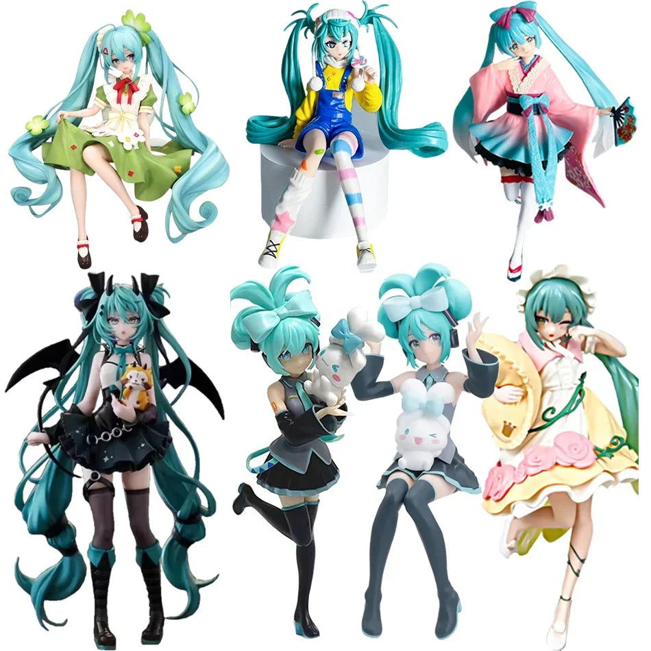 Hot Bandai Hatsuned Miku Anime Noodle Stopper Figure - Flower Fairy Winter Cherry PVC Model Collection Doll Toy Gifts In Stock