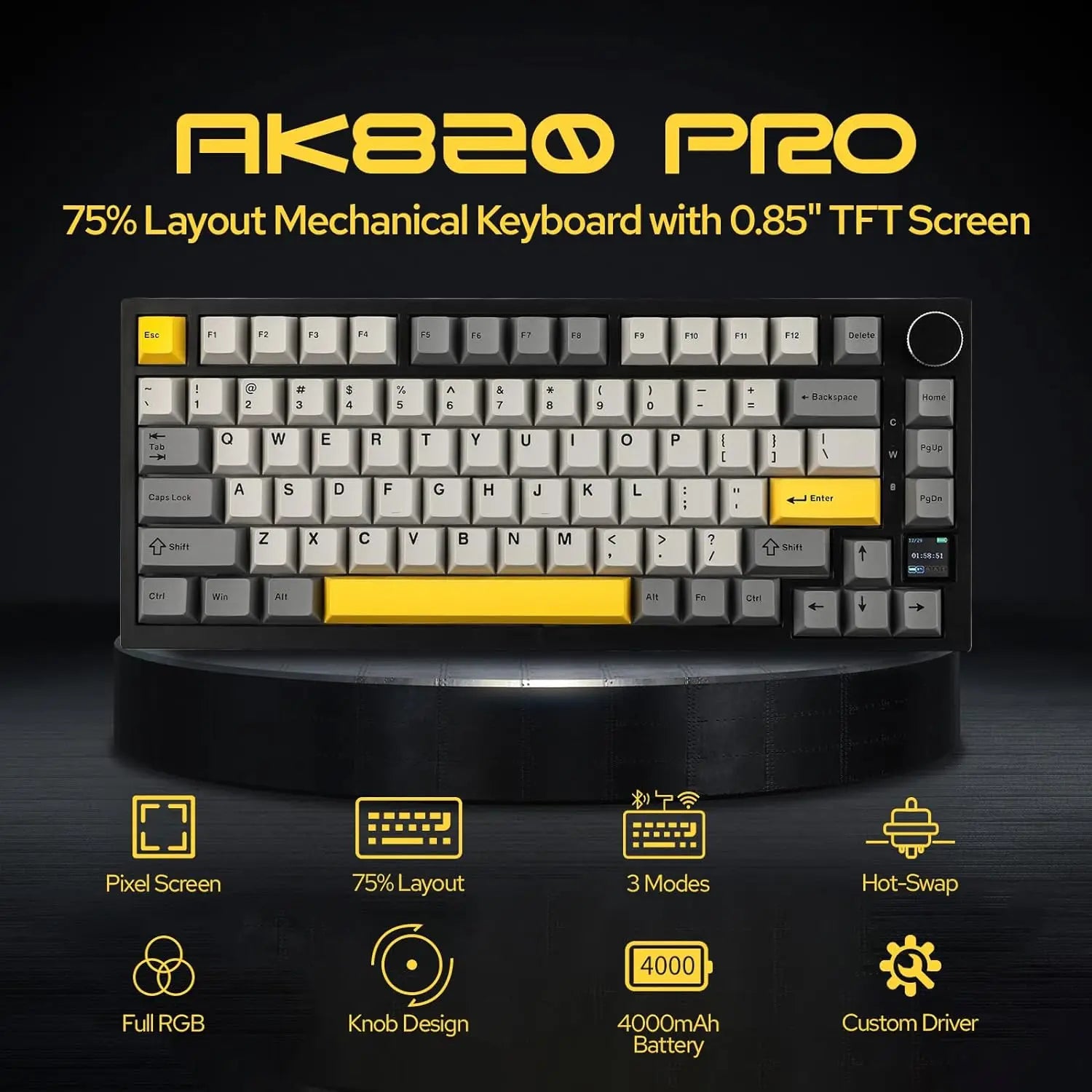 Ajazz AK820/AK820Pro mechanische Gaming-Tastatur Bluetooth 5.1/kabellos/kabelgebunden C benutzerdefinierte Tastatur mit wärmeaustauschversiegelter Taste
