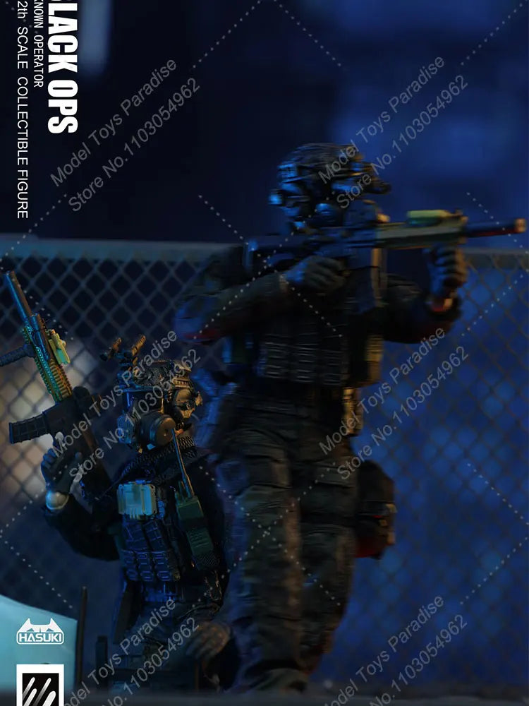 HASUKI SA01 1/12 Men Soldier Special Forces Black Ops Warrior With Equipment Package Full Set 6inch  Action Figure Collection