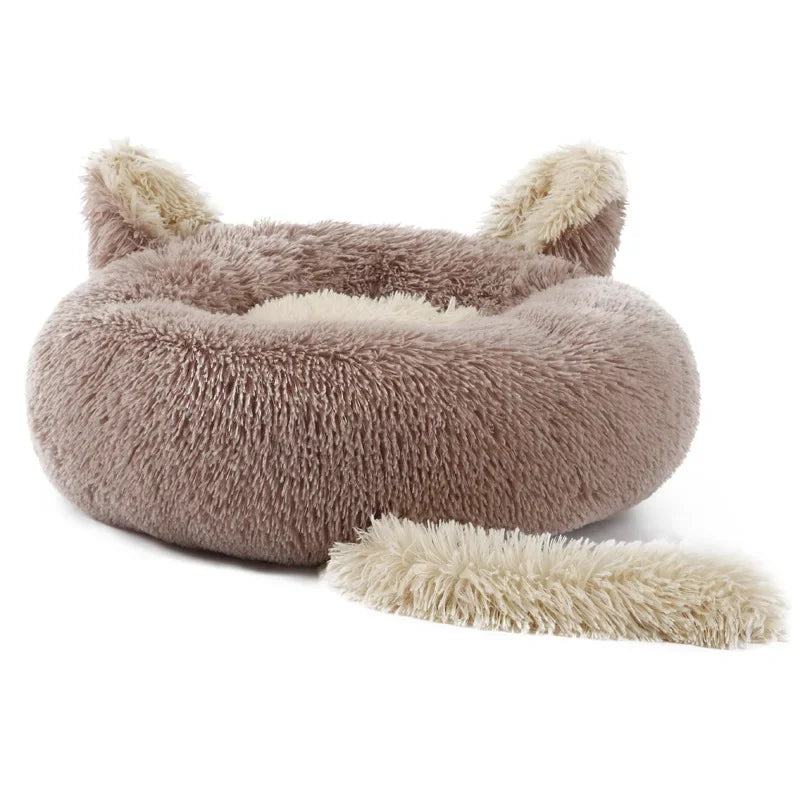 Cartoon Cat Bed Pet Nest Super Soft Warm Round Pet for Bed Semi Enclosed Dog and Cat House 2 in 1 Sleeping Bag Cat Princess Bed