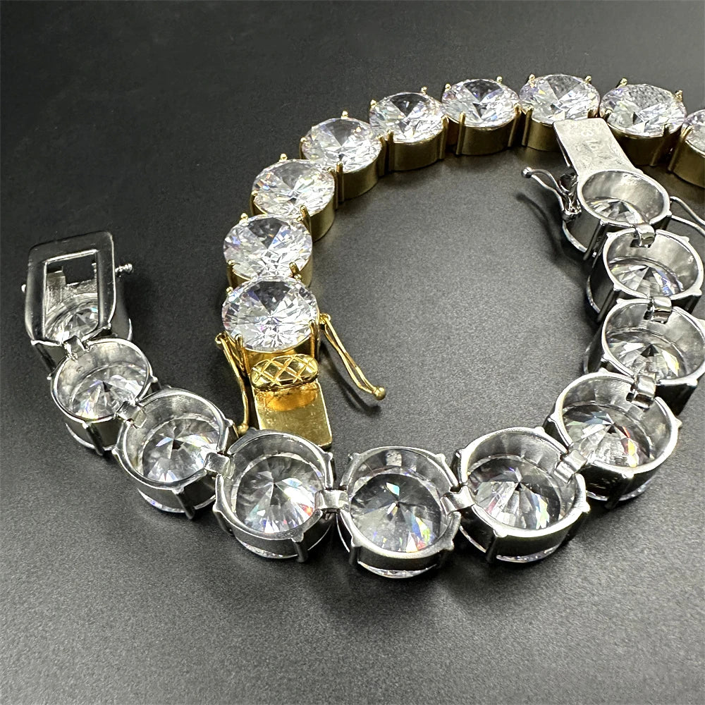 20mm Big Iced Stainless Steel Tennis Link Chain Necklaces for Men Women No Fade Bling Zircon Goth Hip Hop Jewelry Free Shipping