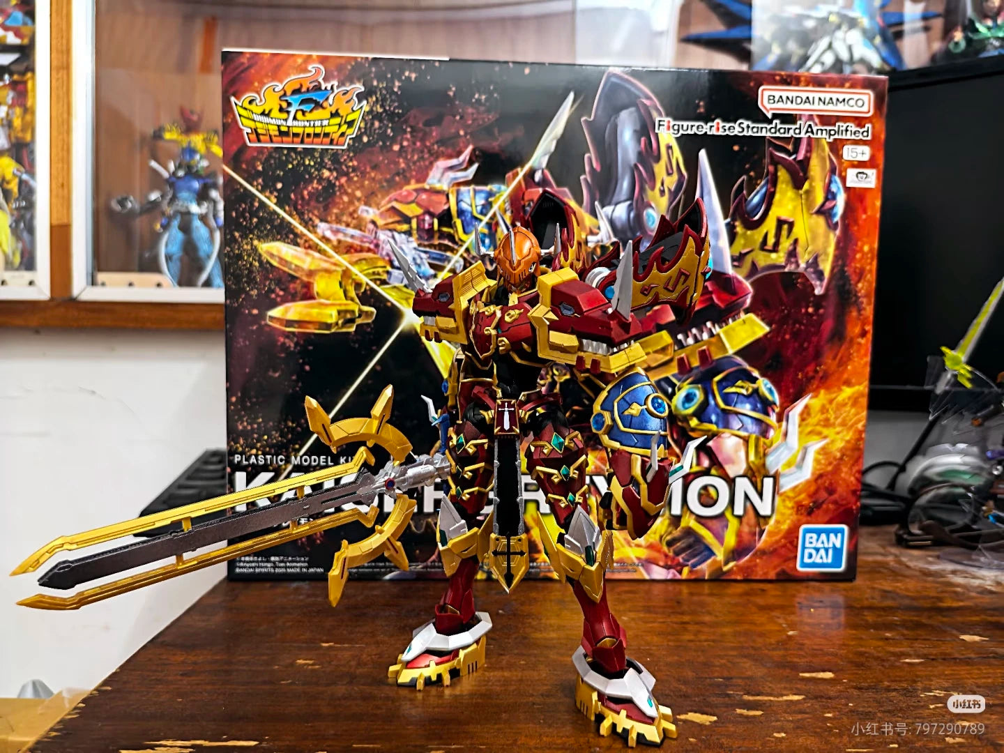 Bandai In Stock Original Figure-Rise Standard Amplified Digimon Frontier Kaiser Greymon Assembly Action Figure Anime Model Toys