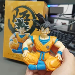 13cm Bandai Dragon Ball Z Anime Figure Sitting Position Son Goku Super Saiyan Action Figure Collection Model Doll Child Toy Gift