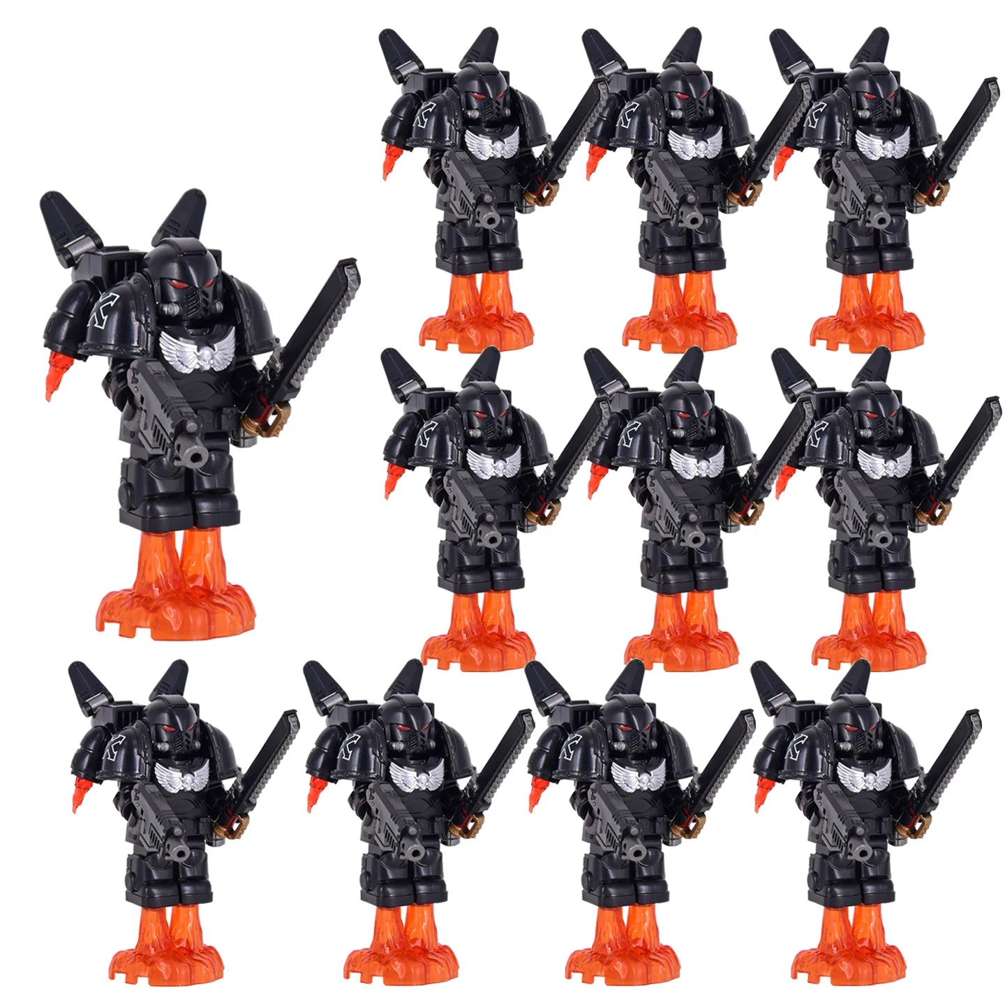 Medieval Knights War 10cm Poseable Collectible 40K Figure - Blue-Gold Armor Skull Face Design
