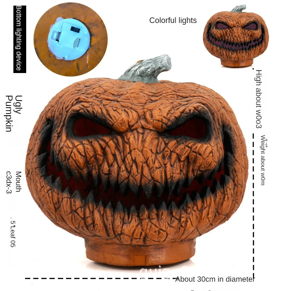 Halloween pumpkin lantern hollow out LED light emitting funny indoor and outdoor decoration props 3pcs set