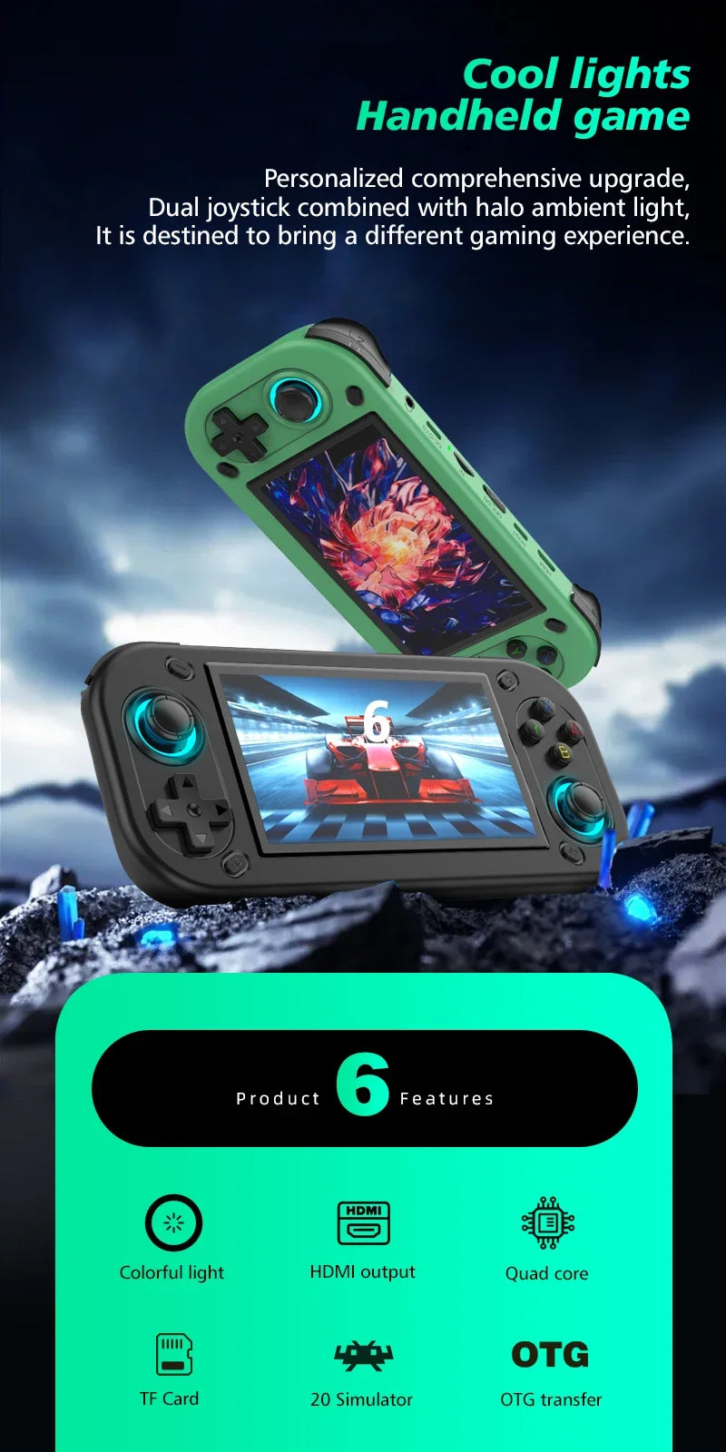 R43S Retro Handheld Video Game Console Linux System 4.3Inch Screen HDMI Out Portable Pocket Video Player 64/128GB children Gift