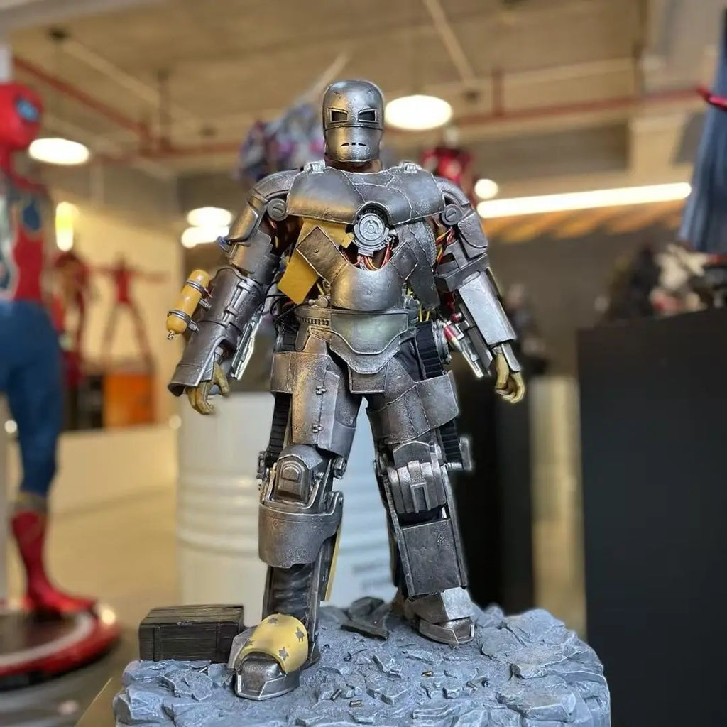 50cm Marvel Comics Figure Iron Man Mark1 Can Glow High-end Resin Anime Collection Model Desktop Ornaments Gifts Children Toys