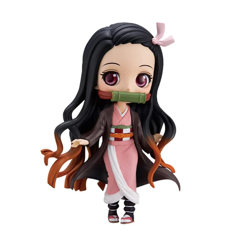 Anime Demon Slayer Figure Nezuko Tanjirou Zenitsu Inosuke Kyoujurou Giyuu Kawaii Qposket Figural PVC Model Toy Collect Gift