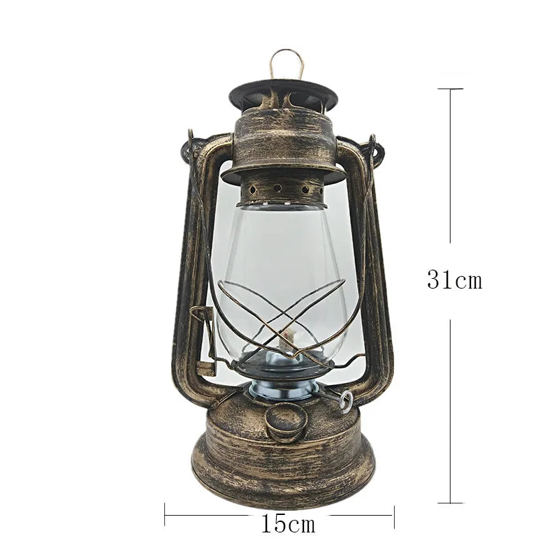 31cm retro kerosene lamp horse lamp Mediterranean style retro decorative lamp camping lamp hanging lamp bronze color