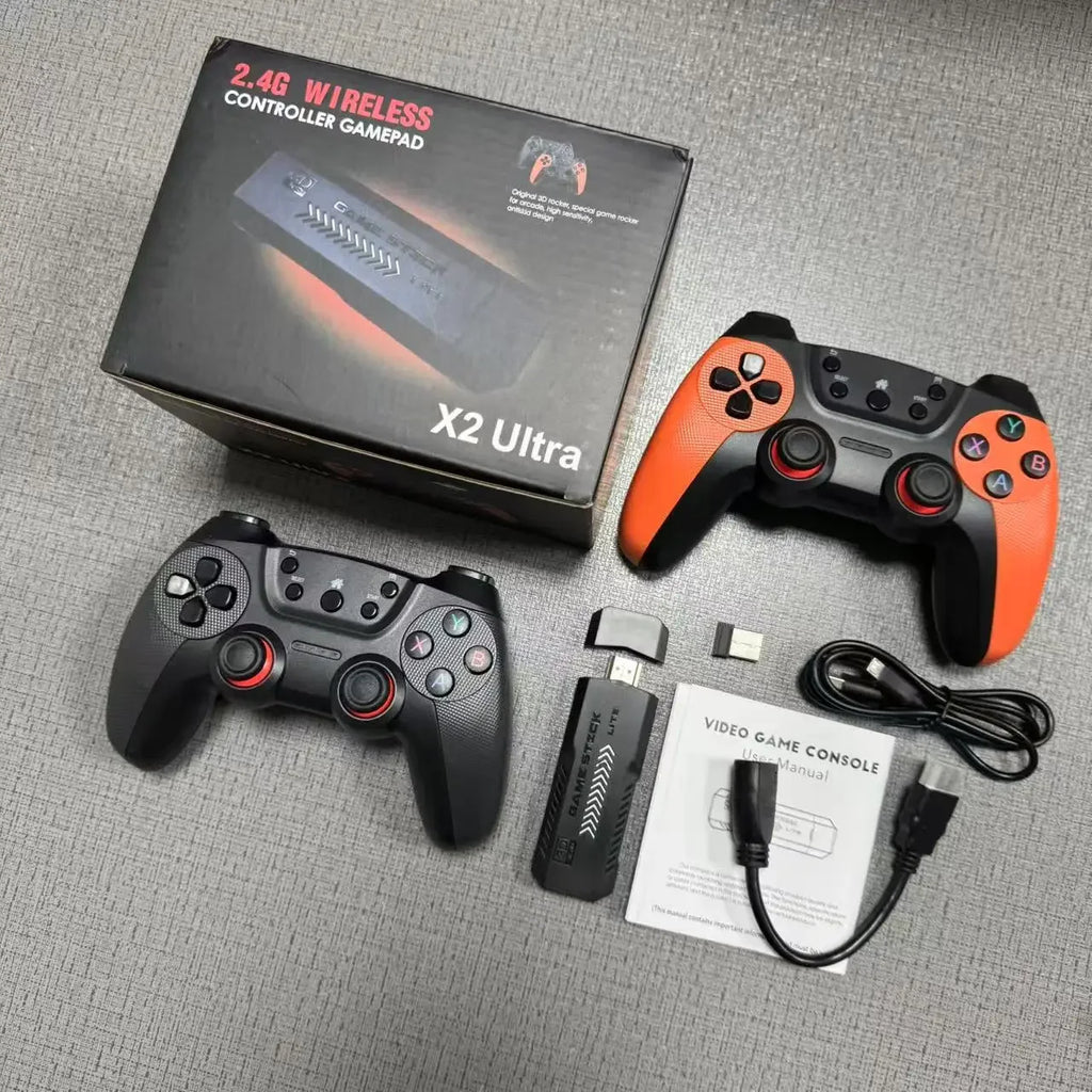 X2 Ultra Video Game Stick Console Or ONLY 64G Retro Games Christmas Gift 2.4G Double Wireless Controller 4K HD30000 Games
