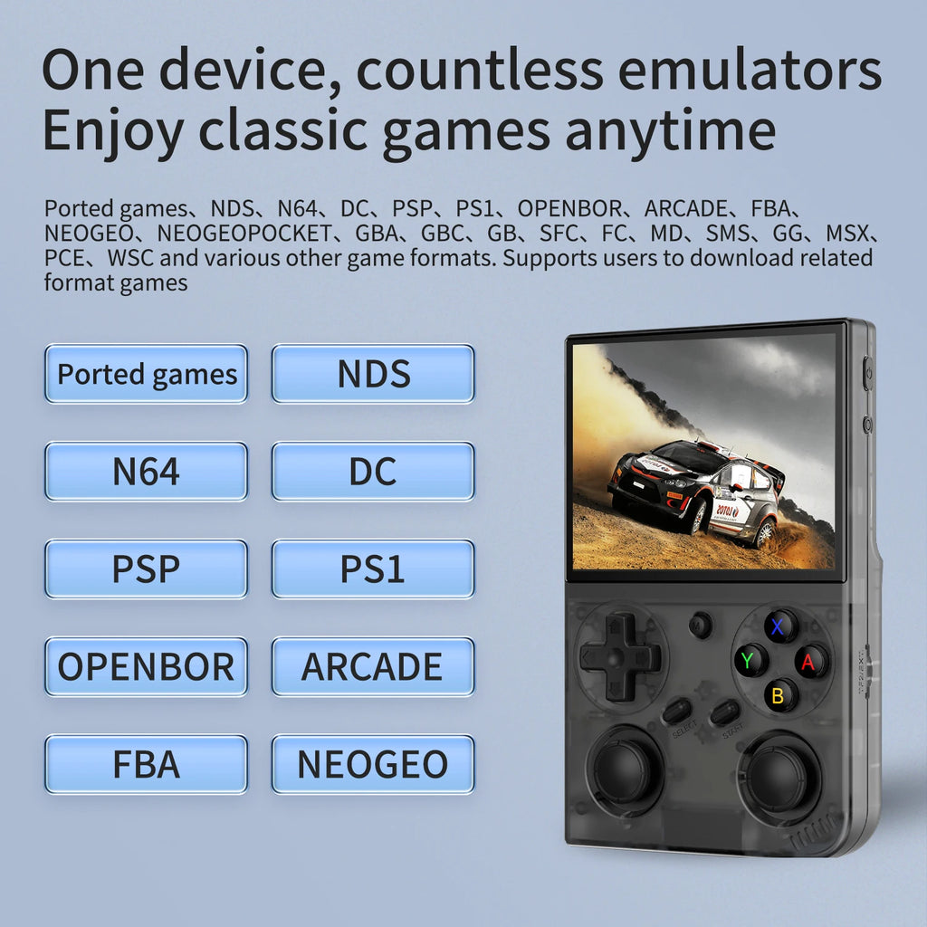 Retro Handheld Game Console Linux 64-bit System 3.5" IPS Screen RK3326 Portable Pocket Video Player 64GB 4000 Games