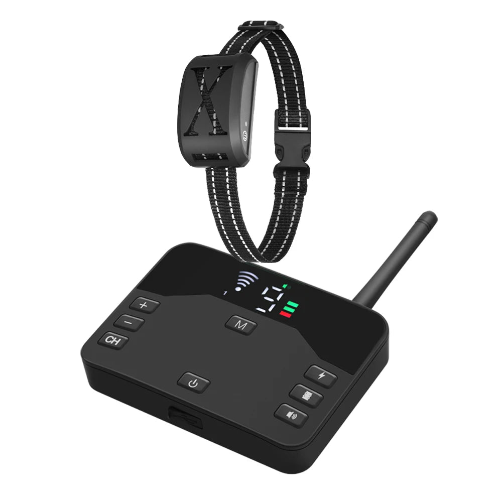 2 IN 1 Wireless Dog Electric Fence & Electric Shocker Training Collar Remote With Adjustable Beep Vibration Shock  Rechargeable