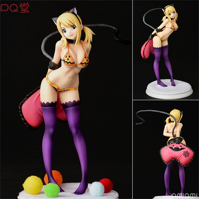 ORCATOYS Fairy Tail Lucy Heartfilia Figure Leopard Cat Sakura Cat Halloween