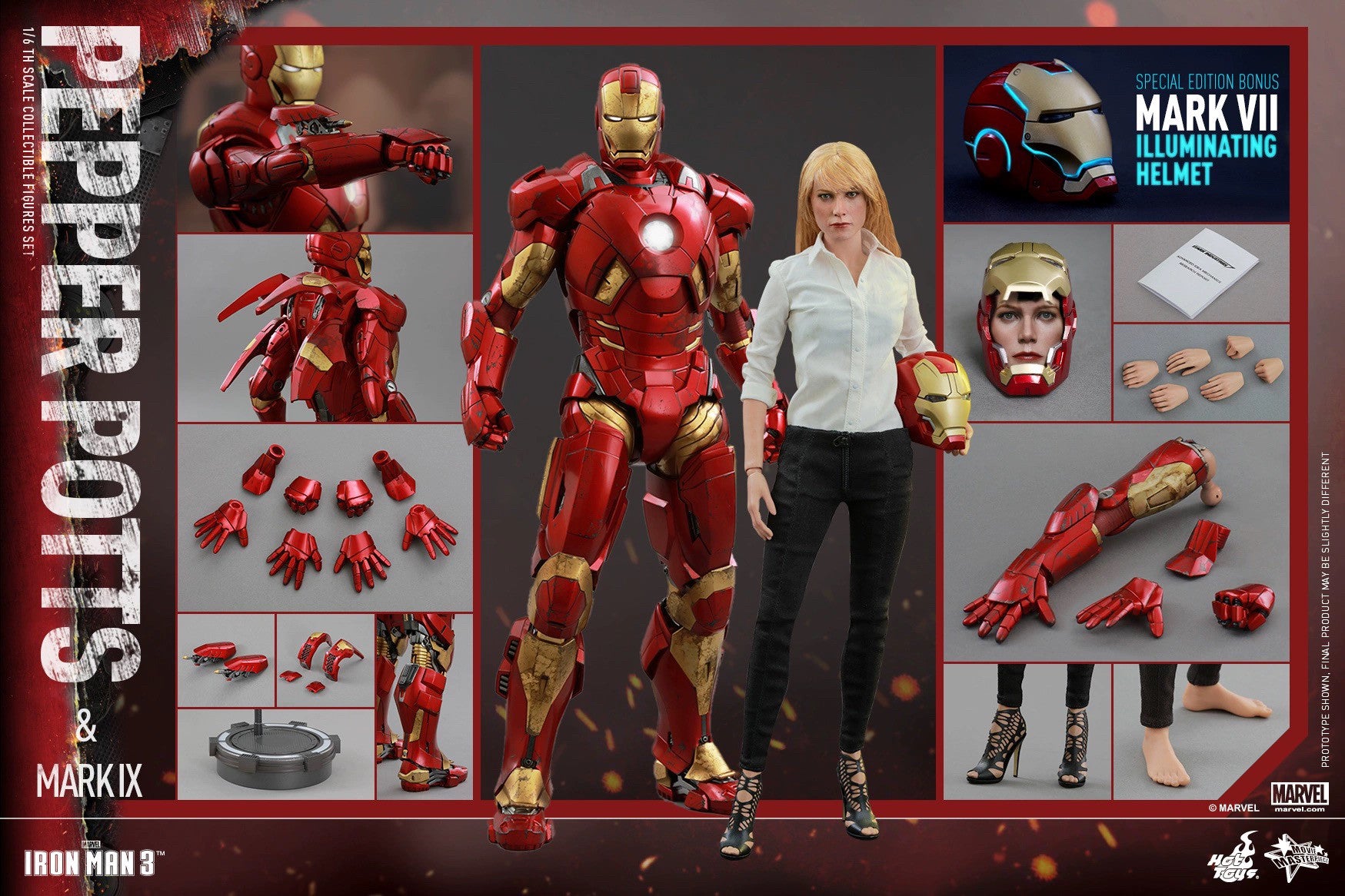 HotToys HT 1/6 Iron Man 3 Pepper + MK9 Large Set Deluxe Edition MMS311 Action Figure