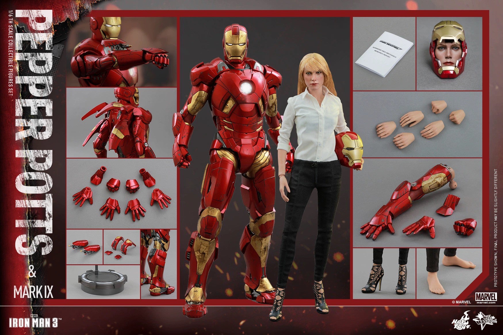 HotToys HT 1/6 Iron Man 3 Pepper + MK9 Large Set Deluxe Edition MMS311 Action Figure